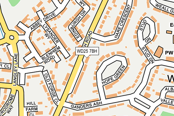 WD25 7BH map - OS OpenMap – Local (Ordnance Survey)