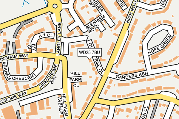 WD25 7BU map - OS OpenMap – Local (Ordnance Survey)