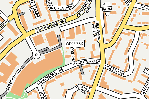 WD25 7BX map - OS OpenMap – Local (Ordnance Survey)