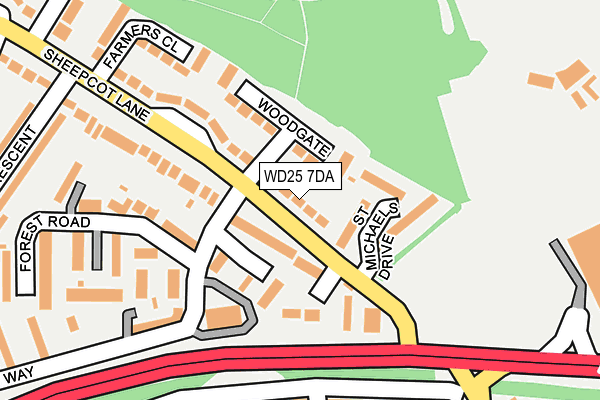 WD25 7DA map - OS OpenMap – Local (Ordnance Survey)