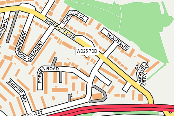 WD25 7DD map - OS OpenMap – Local (Ordnance Survey)