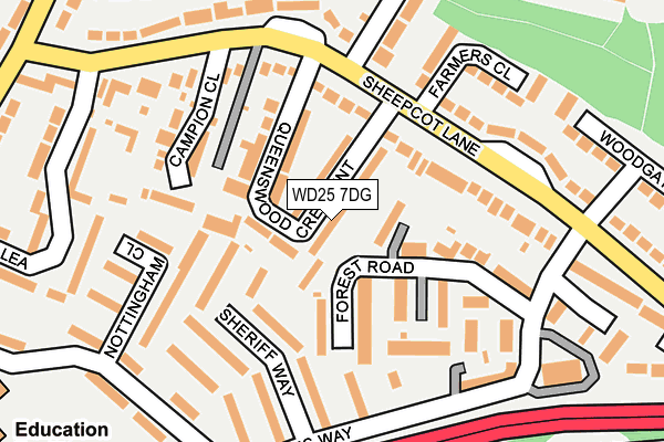 WD25 7DG map - OS OpenMap – Local (Ordnance Survey)