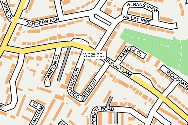 WD25 7DJ map - OS OpenMap – Local (Ordnance Survey)