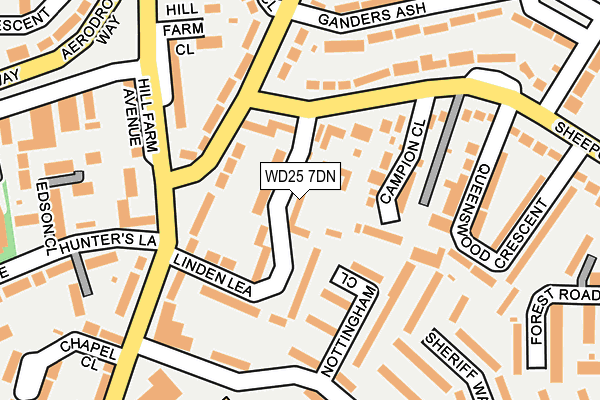 WD25 7DN map - OS OpenMap – Local (Ordnance Survey)