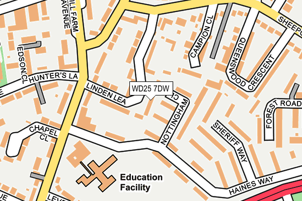 WD25 7DW map - OS OpenMap – Local (Ordnance Survey)