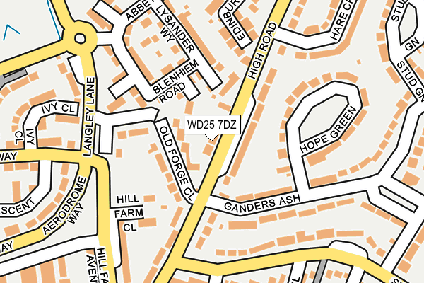 WD25 7DZ map - OS OpenMap – Local (Ordnance Survey)