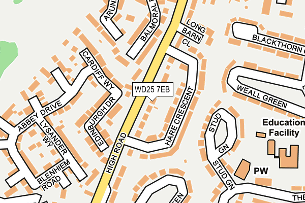 WD25 7EB map - OS OpenMap – Local (Ordnance Survey)