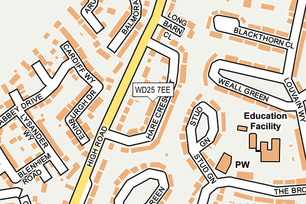 WD25 7EE map - OS OpenMap – Local (Ordnance Survey)