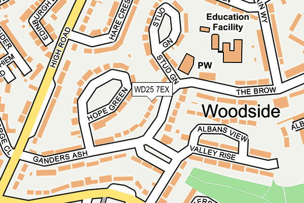 WD25 7EX map - OS OpenMap – Local (Ordnance Survey)