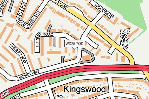 WD25 7QD map - OS OpenMap – Local (Ordnance Survey)