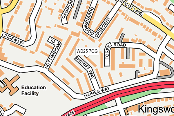 WD25 7QG map - OS OpenMap – Local (Ordnance Survey)