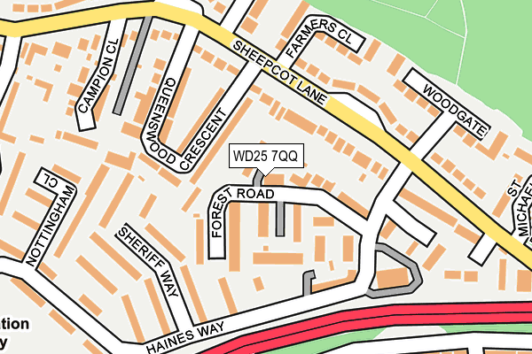 WD25 7QQ map - OS OpenMap – Local (Ordnance Survey)