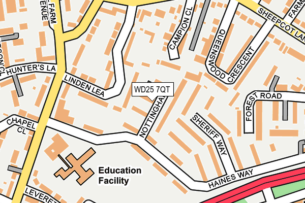 WD25 7QT map - OS OpenMap – Local (Ordnance Survey)