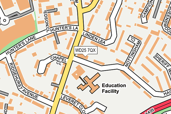 WD25 7QX map - OS OpenMap – Local (Ordnance Survey)