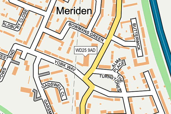 WD25 9AD map - OS OpenMap – Local (Ordnance Survey)