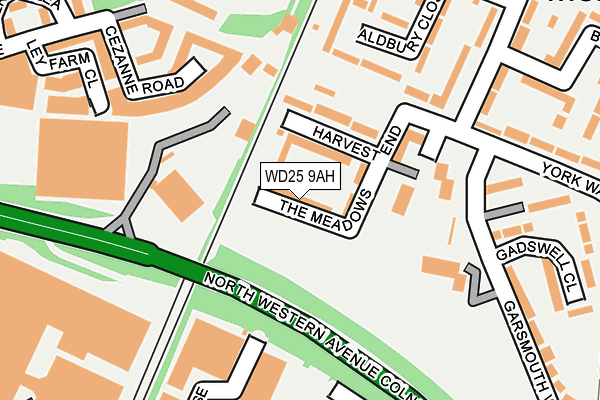 WD25 9AH map - OS OpenMap – Local (Ordnance Survey)