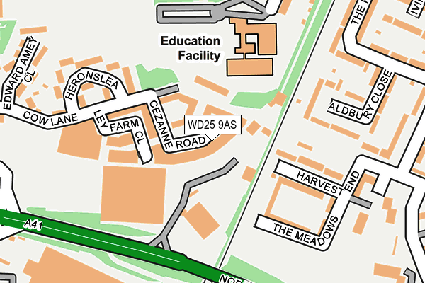 WD25 9AS map - OS OpenMap – Local (Ordnance Survey)