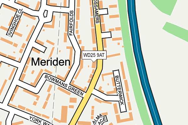 WD25 9AT map - OS OpenMap – Local (Ordnance Survey)