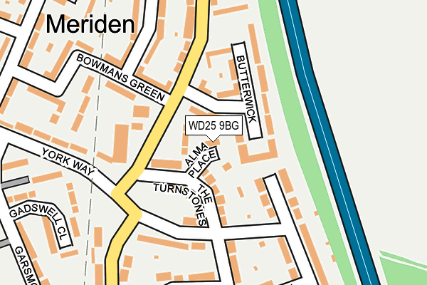 WD25 9BG map - OS OpenMap – Local (Ordnance Survey)