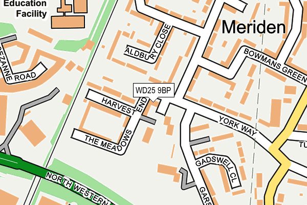 WD25 9BP map - OS OpenMap – Local (Ordnance Survey)