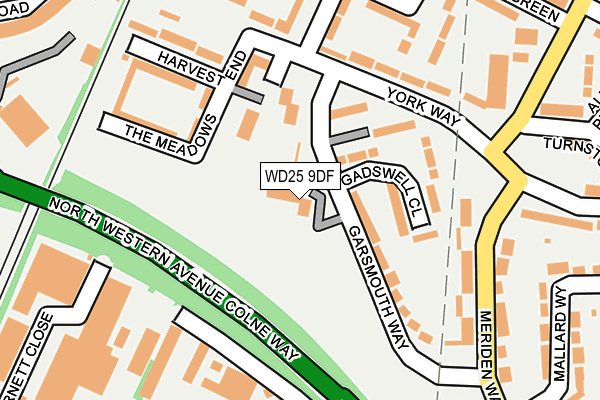 WD25 9DF map - OS OpenMap – Local (Ordnance Survey)