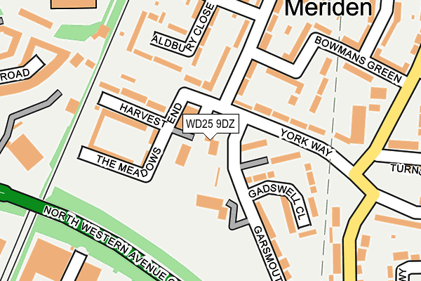 WD25 9DZ map - OS OpenMap – Local (Ordnance Survey)