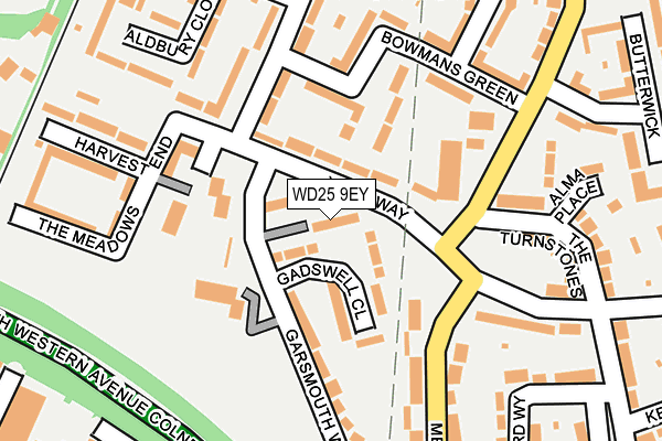 WD25 9EY map - OS OpenMap – Local (Ordnance Survey)
