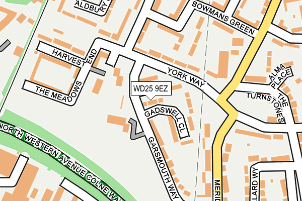 WD25 9EZ map - OS OpenMap – Local (Ordnance Survey)