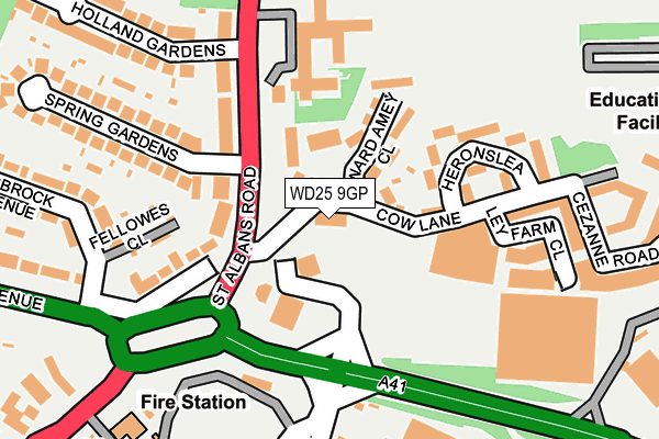 WD25 9GP map - OS OpenMap – Local (Ordnance Survey)