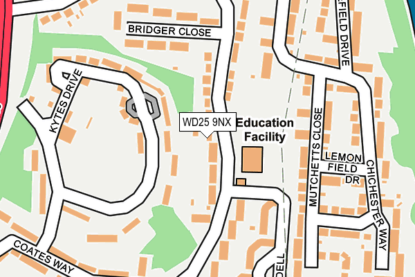 WD25 9NX map - OS OpenMap – Local (Ordnance Survey)