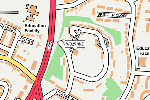 WD25 9NZ map - OS OpenMap – Local (Ordnance Survey)