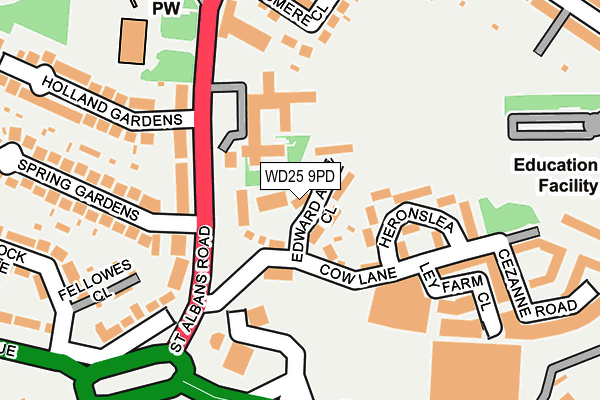 WD25 9PD map - OS OpenMap – Local (Ordnance Survey)