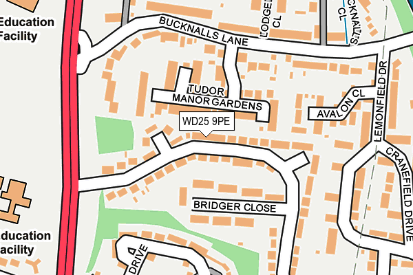 WD25 9PE map - OS OpenMap – Local (Ordnance Survey)