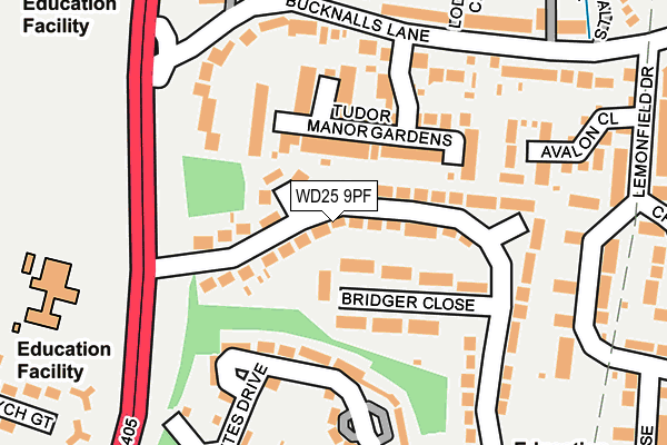 WD25 9PF map - OS OpenMap – Local (Ordnance Survey)