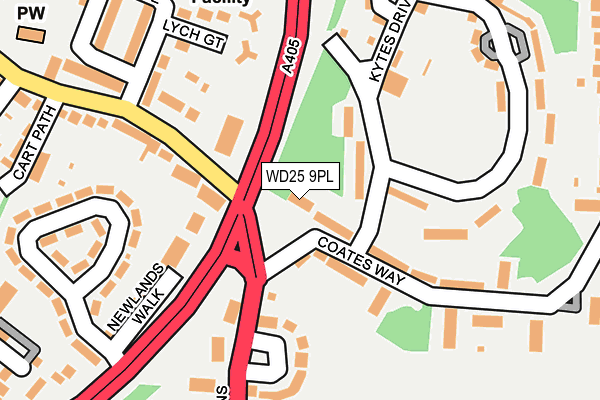 WD25 9PL map - OS OpenMap – Local (Ordnance Survey)