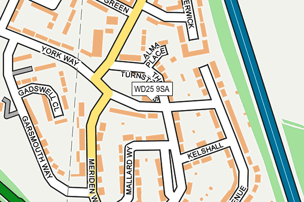 WD25 9SA map - OS OpenMap – Local (Ordnance Survey)