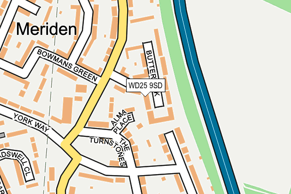 WD25 9SD map - OS OpenMap – Local (Ordnance Survey)