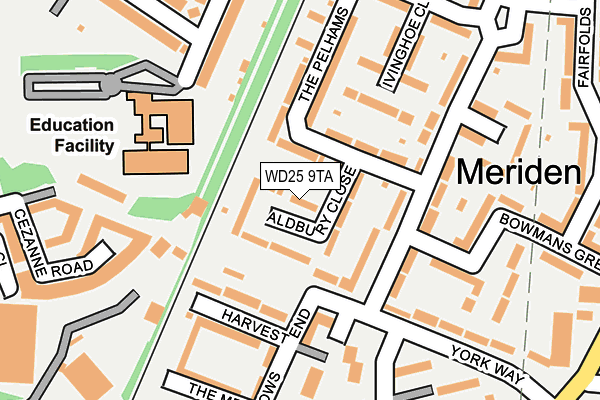 WD25 9TA map - OS OpenMap – Local (Ordnance Survey)