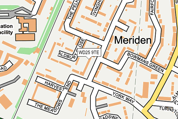 WD25 9TE map - OS OpenMap – Local (Ordnance Survey)
