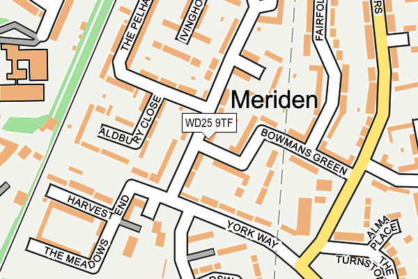 WD25 9TF map - OS OpenMap – Local (Ordnance Survey)
