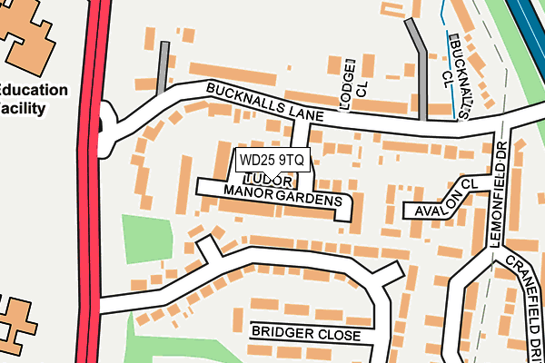 WD25 9TQ map - OS OpenMap – Local (Ordnance Survey)