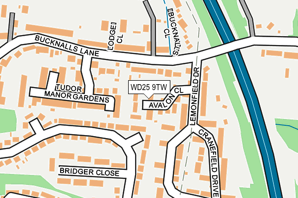 WD25 9TW map - OS OpenMap – Local (Ordnance Survey)