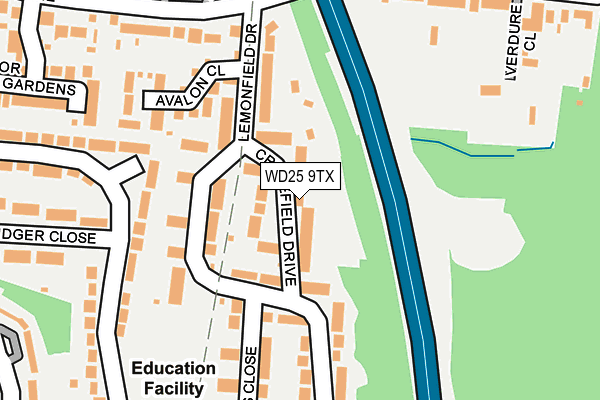 WD25 9TX map - OS OpenMap – Local (Ordnance Survey)