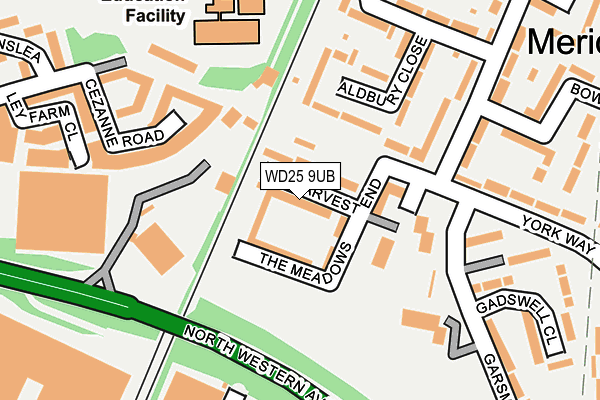 WD25 9UB map - OS OpenMap – Local (Ordnance Survey)