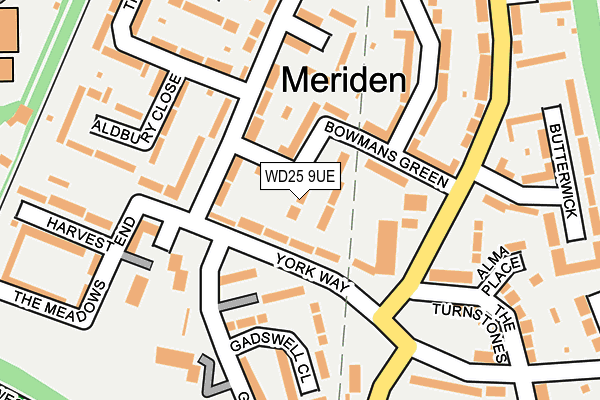WD25 9UE map - OS OpenMap – Local (Ordnance Survey)