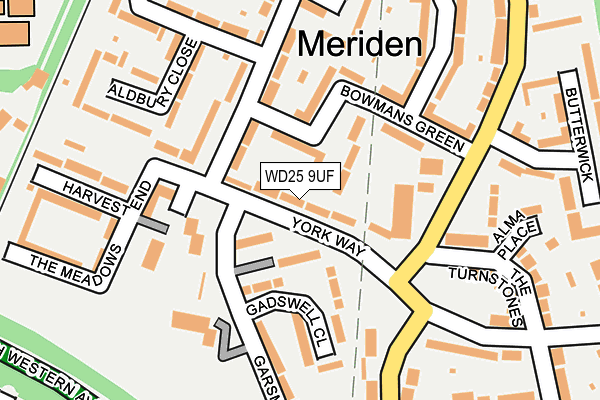 WD25 9UF map - OS OpenMap – Local (Ordnance Survey)