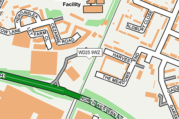WD25 9WZ map - OS OpenMap – Local (Ordnance Survey)
