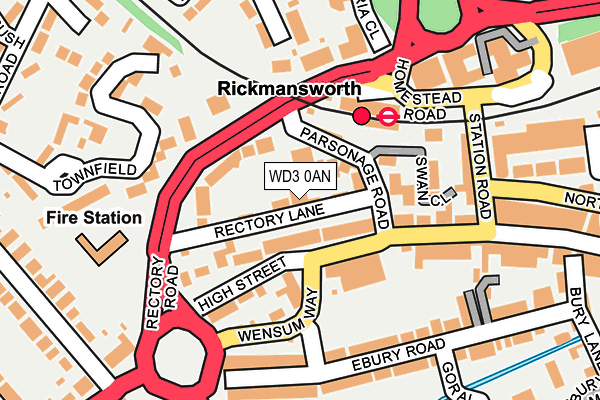 WD3 0AN map - OS OpenMap – Local (Ordnance Survey)