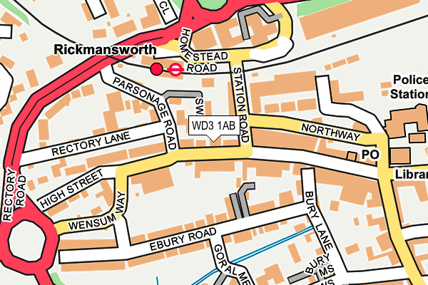 WD3 1AB map - OS OpenMap – Local (Ordnance Survey)