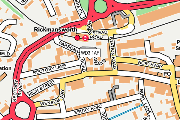 WD3 1AF map - OS OpenMap – Local (Ordnance Survey)